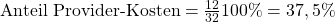 \text {Anteil Provider-Kosten} = \frac {\text{12}}{\text{32}}100\% = 37,5\%